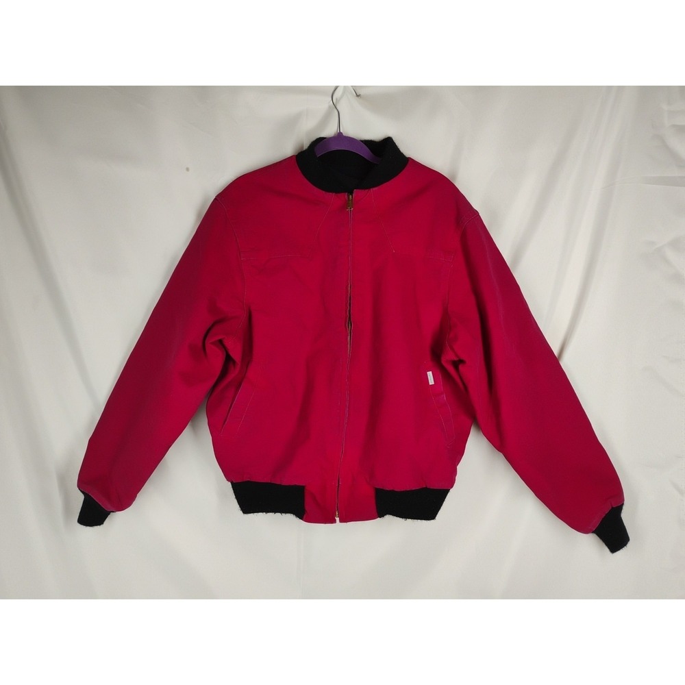 Vintage 1989 Carhartt Womens LARGE Jacket JR160 100 Year Anniversary‎ Red Worn